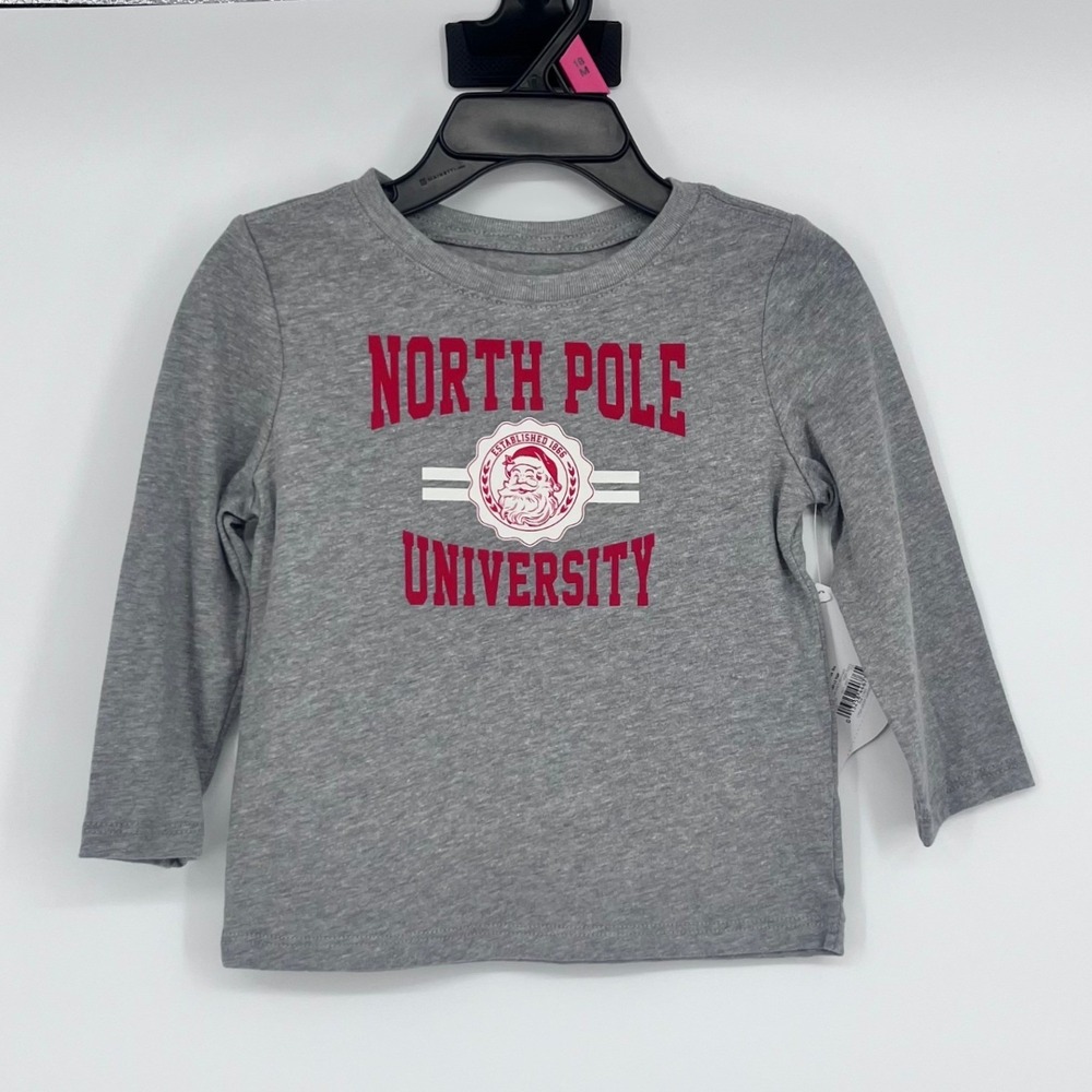 Holiday Time Toddler Boys 18 Months Gray Long Sleeve North Pole University Santa